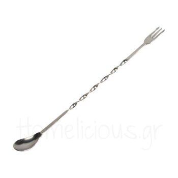 Bar Spoon Με Πιρούνι 24,5 cm Inox Ασημί|APS Bar Supply