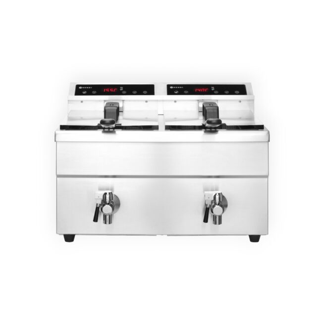 Φριτέζα Ηλ. Induction KITCHEN LINE (Διπλή) (Με Βρυσάκι) 8 lt 7000 W Ασημί | Hendi