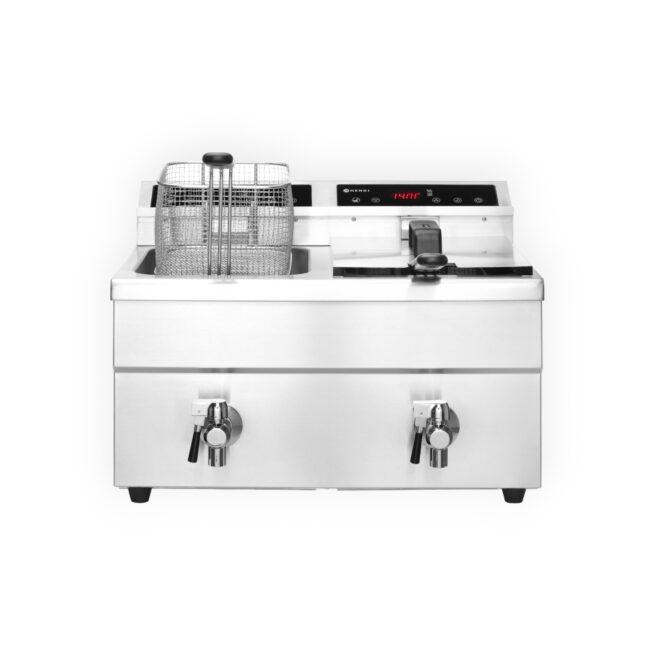 Φριτέζα Ηλ. Induction KITCHEN LINE (Διπλή) (Με Βρυσάκι) 8 lt 7000 W Ασημί | Hendi