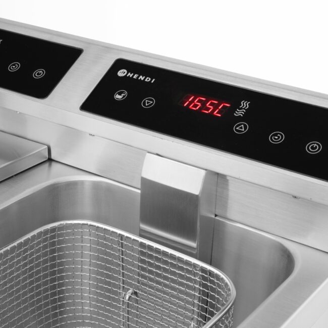 Φριτέζα Ηλ. Induction KITCHEN LINE (Διπλή) (Με Βρυσάκι) 8 lt 7000 W Ασημί | Hendi