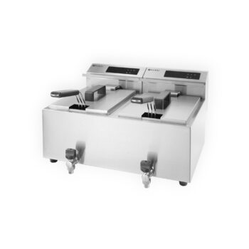 Φριτέζα Ηλ. MASTERCOOK (Διπλή) Digital (Με Βρυσάκι) 8 lt 7000 W Ασημί | Hendi